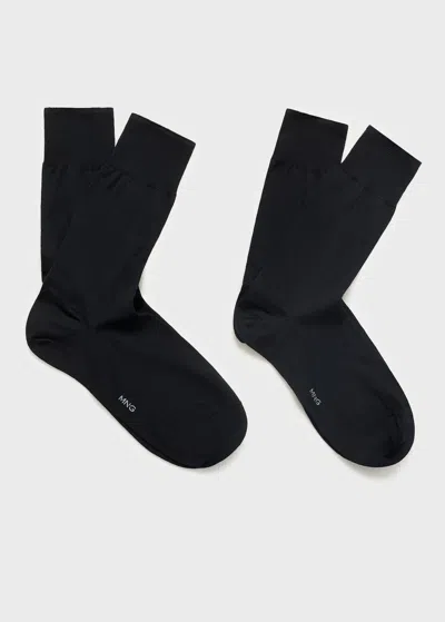 Mango Man Pack Of 2 Long Cotton Socks Black