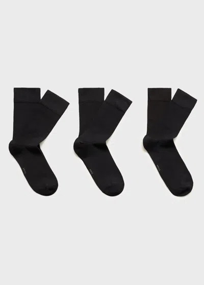 Mango Man Pack Of 3 Cotton Socks Black