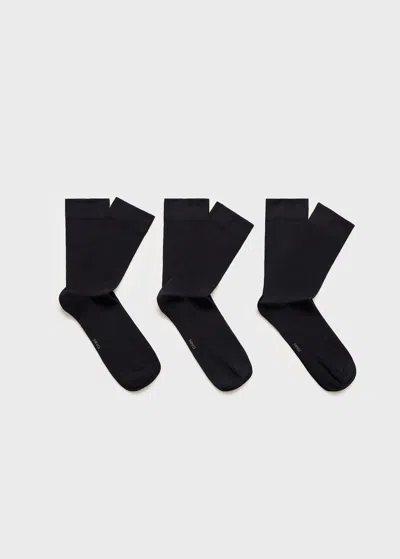 Mango Man Pack Of 3 Cotton Socks Dark Navy