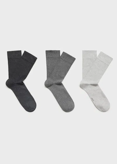 Mango Man Pack Of 3 Cotton Socks Grey