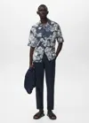 Mango Man Slim-fit 100% Linen Trousers Dark Navy In Blue