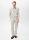 Mango Man Pantalon 100 % Lin Slim Fit Sable - Homme - 46 -