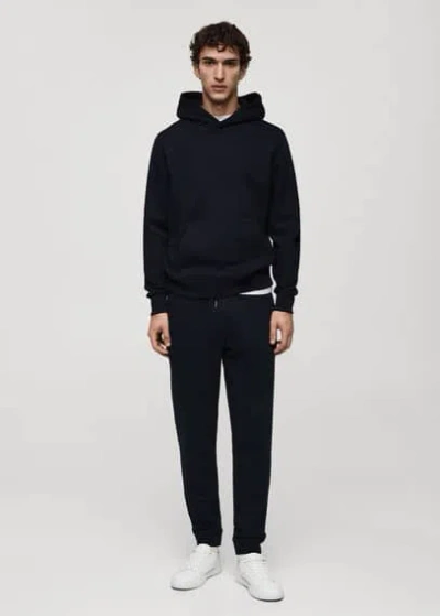 Mango Man Cotton Drawstring Joggers Dark Navy In Bleu Marine Foncé