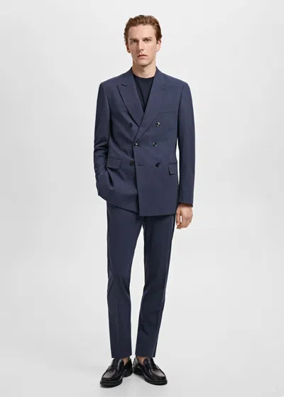 Mango Man Pantalon Costume Monaco Slim-fit Bleu Indigo - Homme - 46 -