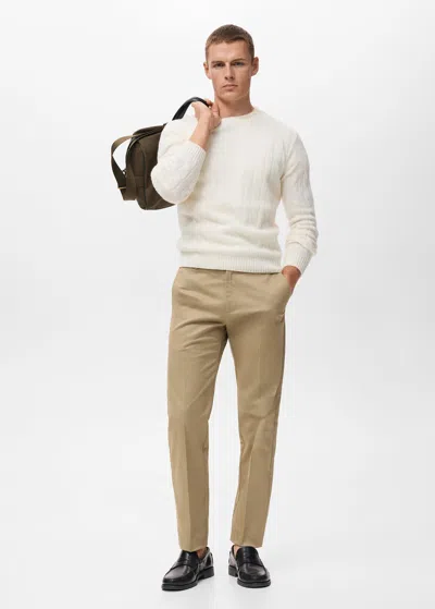 Mango Man Regular-fit Cotton Pants In Sand