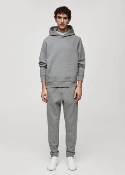 Mango Man Cotton Drawstring Joggers Medium Heather Grey In Gris Chiné Moyen