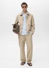 Mango Man Regular Fit Linen Trousers Beige In Beige