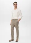 Mango Man Pleated Slim-fit Pants In Brown
