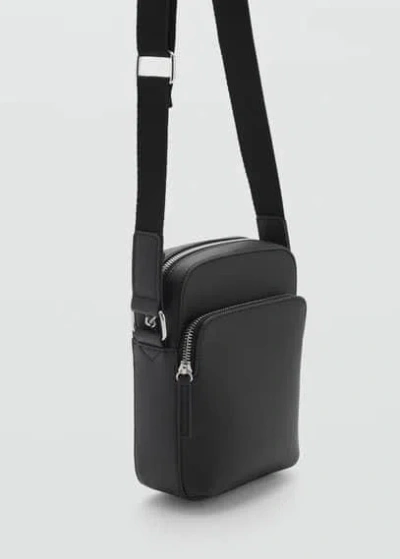 Mango Man Patent Leather Effect Shoulder Bag Black