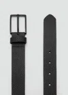 Mango Man Pebbled Leather Belt Black