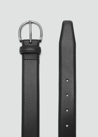 Mango Man Pebbled Leather Belt Black