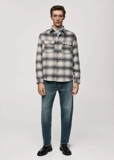 Mango Man - Surchemise Laine Carreaux Poches Gris - L - Homme In Grey
