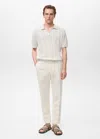 Mango Man Pleated Linen Lyocell Trousers Ecru