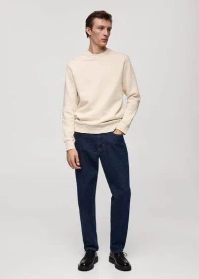 Mango Man Plush Cotton Sweatshirt Ecru In Ecru