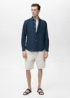 Mango Man Chemise Lin Poche Bleu Marine Foncé - Homme - Xxl -  In Blue
