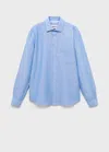 Mango Man Pocket Linen Shirt Indigo Blue