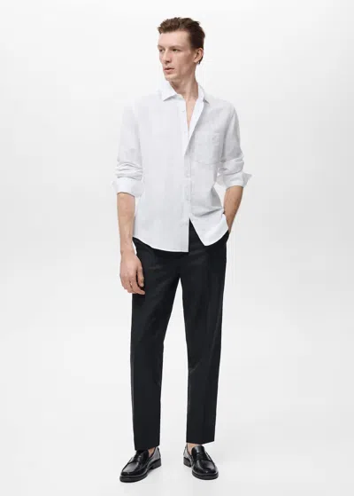 Mango Man Chemise Lin Poche Blanc - Homme - Xxl -  In White