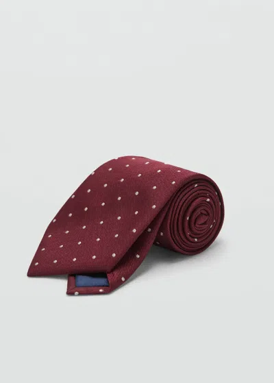 Mango Man Polka-dot Silk Tie Burgundy