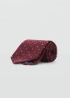 Mango Man Polka-dot Silk Tie Burgundy In Burgundy