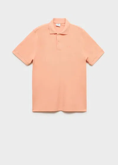 Mango Man 100% Cotton Regular Fit Polo Shirt Pastel Pink