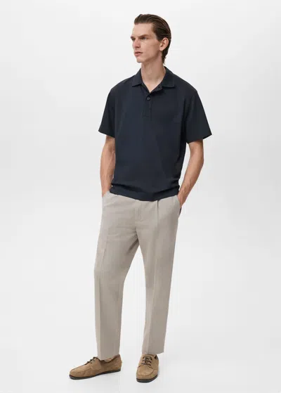 Mango Man Polo Coton Relaxed-fit Bleu Marine - Homme - Xxl -  In Blue