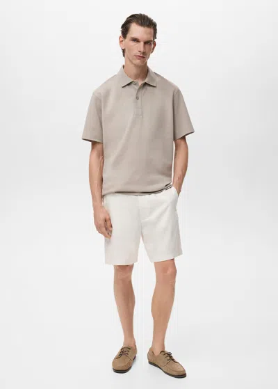 Mango Man Polo Coton Relaxed-fit Gris Clair/pastel - Homme - Xl -