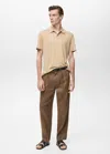 Mango Man Polo Lin Slim-fit Beige - Homme - Xxl -