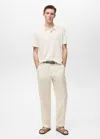 Mango Man Polo Lin Slim-fit Blanc - Homme - S -  In White