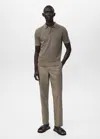 Mango Man Polo Maille Ajourée Coton Vert Foncé - Homme - Xxl -