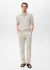 Mango Man Polo Maille Côtelée Gris Glacé - Homme - Xl -
