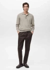 Mango Man Cotton Knitted Polo Shirt Ice Grey In Ice Grey