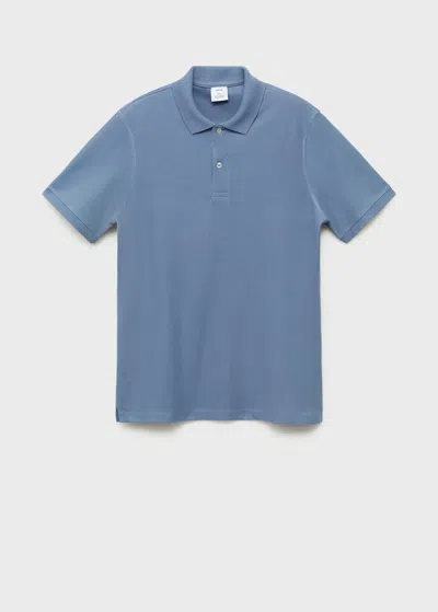 Mango Man Regular-fit Cotton Piqué Polo Shirt Blue