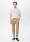 Mango Man Pantalon Prato Chino Cropped Tapered Beige - Homme - 46 -  In Sand