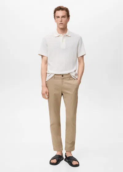 Mango Man Pantalon Prato Chino Cropped Tapered Beige - Homme - 46 -  In Sand