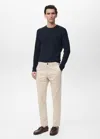Mango Man Pantalon Prato Chino Cropped Tapered Écru - Homme - 46 -  In Sand