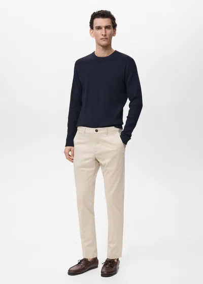 Mango Man Pantalon Prato Chino Cropped Tapered Écru - Homme - 46 -  In Sand