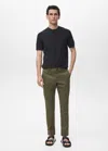 Mango Man Pantalon Prato Chino Cropped Tapered Kaki - Homme - 46 -  In Brown