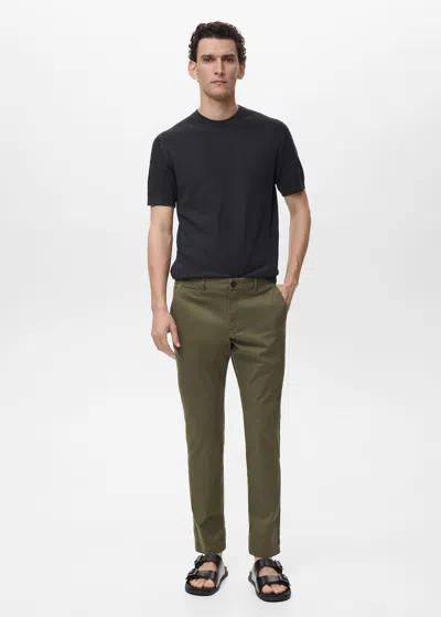 Mango Man Pantalon Prato Chino Cropped Tapered Kaki - Homme - 46 -  In Brown