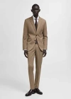 Mango Man Prince Of Wales Suit Trousers Medium Brown In Medium Brown