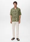 Mango Man Printed Bowling Shirt Dark Green