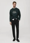 Mango Man Printed Cotton Sweatshirt Green In Green
