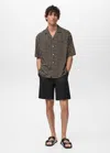Mango Man Printed Fluid Regular-fit Shirt Black