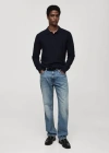 Mango Man Micro-structured Cotton Knitted Polo Shirt Dark Navy In Bleu Marine Foncé