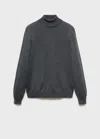 Mango Man 100% Wool Turtleneck Sweater Medium Heather Grey