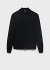 Mango Man 100% Wool Sweater With Perkins Neck Black