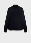 Mango Man Pull-over 100 % Laine Col Montant Bleu Marine - Homme - M -  In Blue