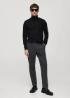 Mango Man Pull-over 100 % Laine Mérinos Col Montant Noir - Homme - Xxl -