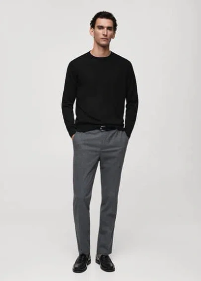 Mango Man 100% Merino Wool Sweater In Noir