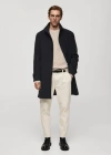 Mango Man Ribbed Cotton Knitted Sweater Beige
