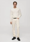 Mango Man Ribbed Cotton Knitted Sweater Off White In Blanc Cassé